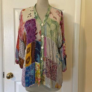 Sacred Threads Vintage Patchwork Boho Top Sz S/M